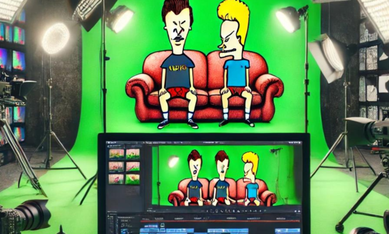 beavis and butthead couch background green screen